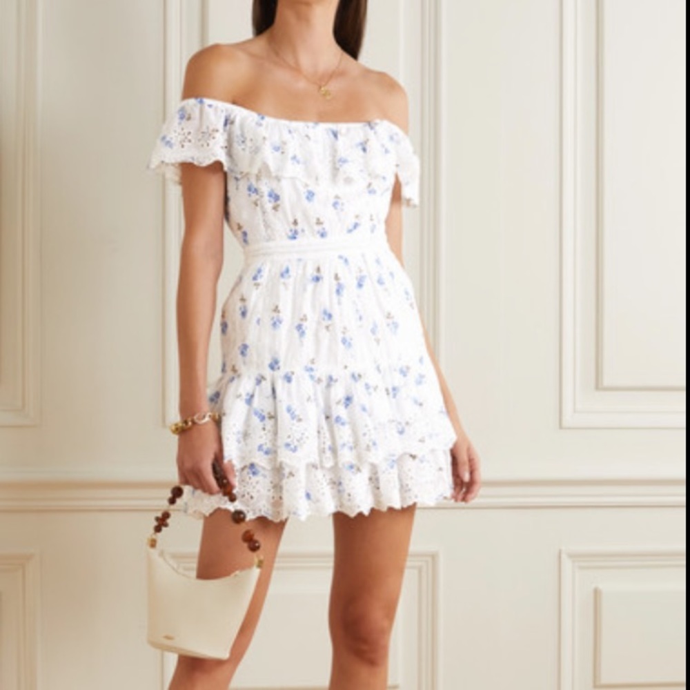 NWT LoveShackFancy Denver Floral Mini Dress in Brilliant Blue 8